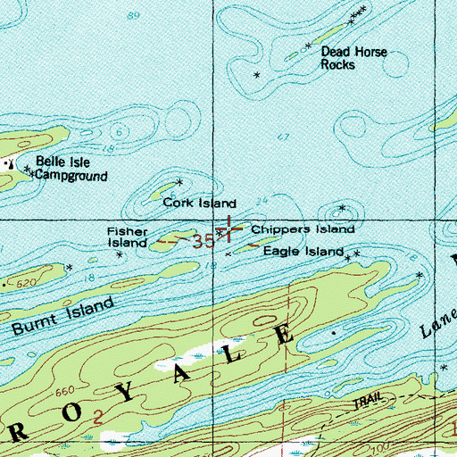 Topographic Map of Chippers Island, MI