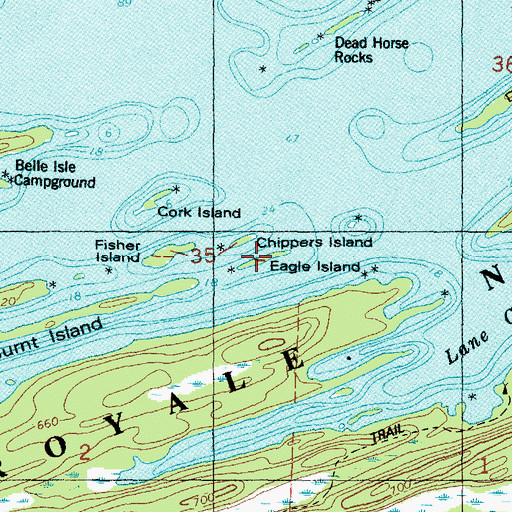 Topographic Map of Eagle Island, MI