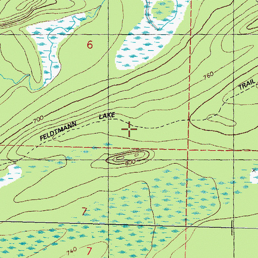 Topographic Map of Feldtmann Lake Trail, MI