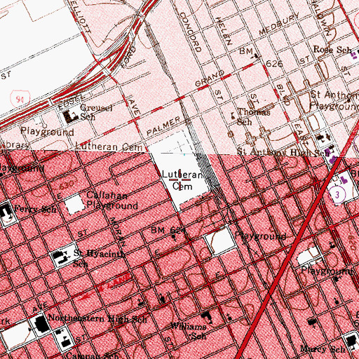 Topographic Map of Lutheran Cemetery, MI