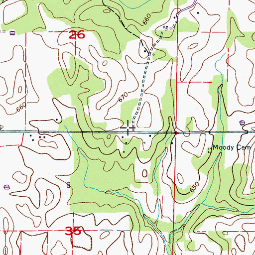 Topographic Map of Pine Hill School (historical), AL