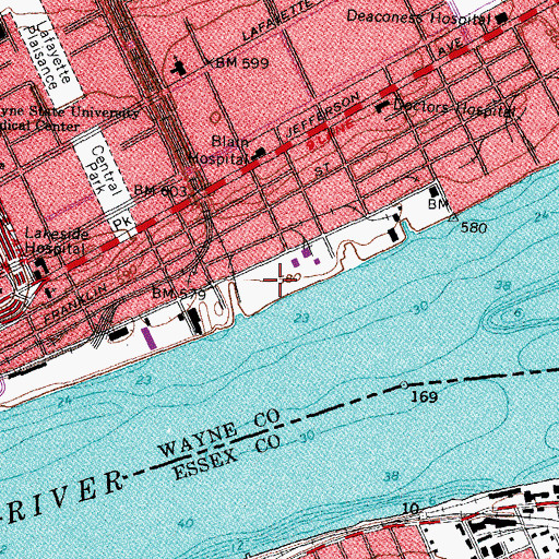 Topographic Map of Chene Park, MI