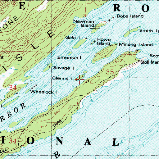 Topographic Map of Glenns Island, MI
