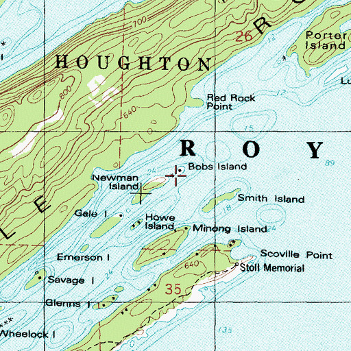 Topographic Map of Bobs Island, MI