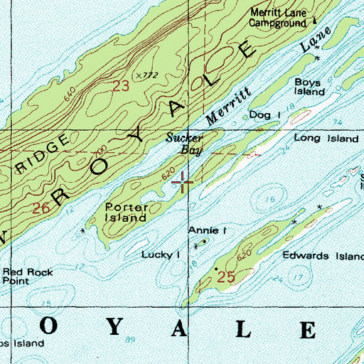 Topographic Map of Sucker Bay, MI