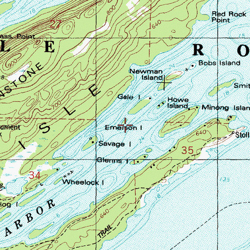 Topographic Map of Emerson Island, MI