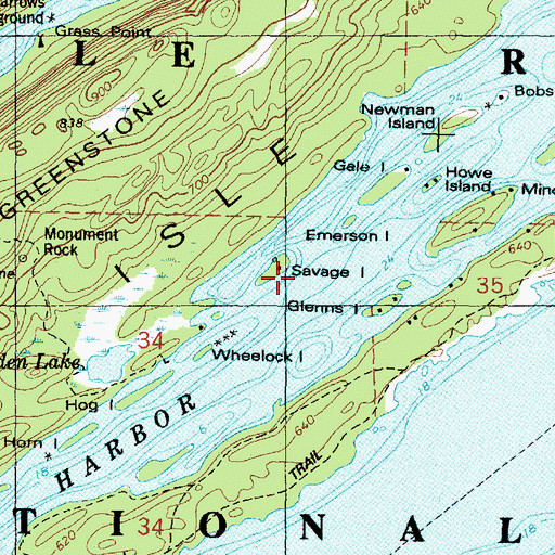 Topographic Map of Savage Island, MI