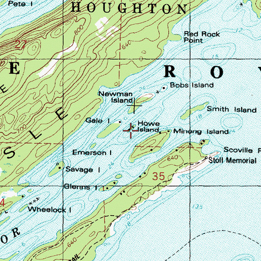 Topographic Map of Howe Island, MI