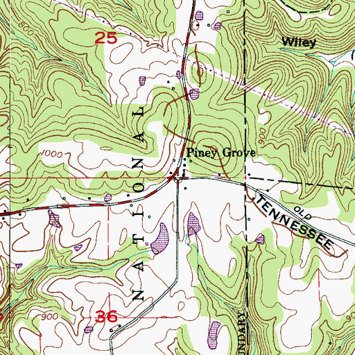 Topographic Map of Piney Grove Church, AL