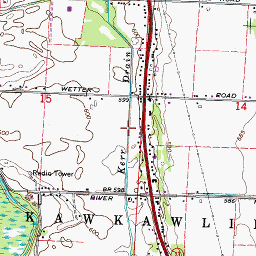 Topographic Map of Kerr Drain, MI