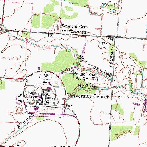 Topographic Map of WUCM-TV, MI