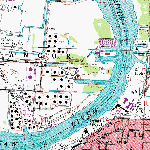 Topographic Map of Amoco Oil Company, MI