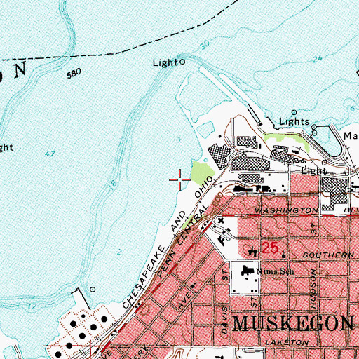 Topographic Map of Lake Shore Yacht Club Harbor, MI