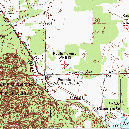 Topographic Map of WKBZ-AM (Muskegon), MI
