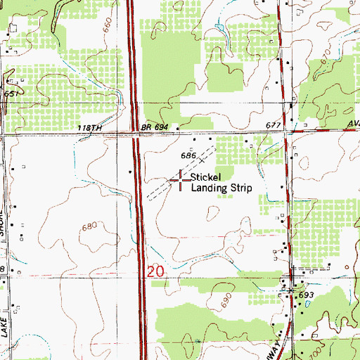 Topographic Map of Stickel Landing Strip, MI