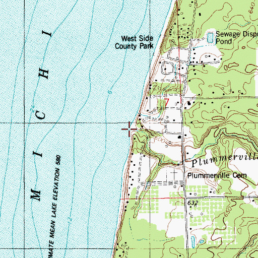 Topographic Map of Plummerville Creek, MI