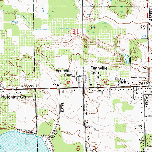 Topographic Map of Fennville Cemetery, MI