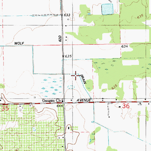 Topographic Map of Wolf Drain, MI