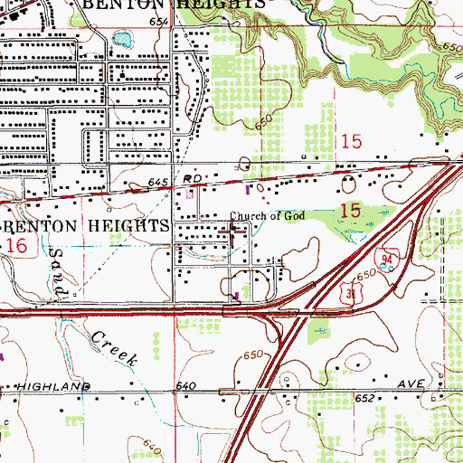 Topographic Map of Church of God, MI