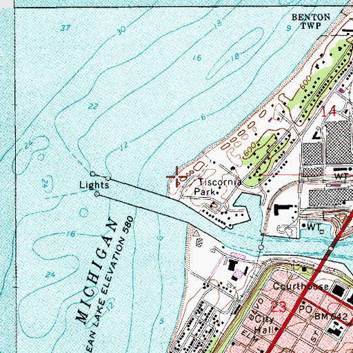 Topographic Map of Saint Joseph River Yacht Club, MI