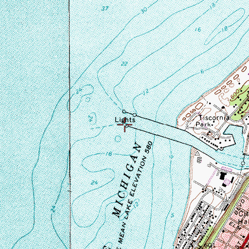 Topographic Map of South Pierh Light, MI