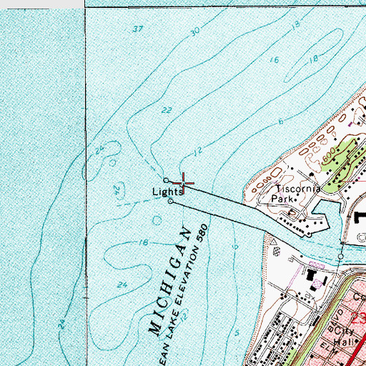 Topographic Map of North Pier Inner Light, MI
