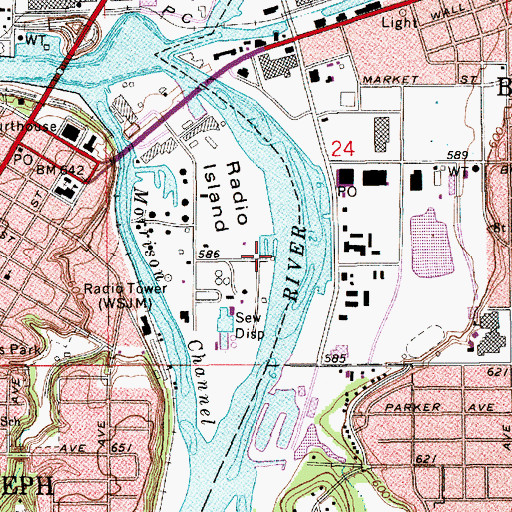 Topographic Map of Wolfs Island Marina, MI