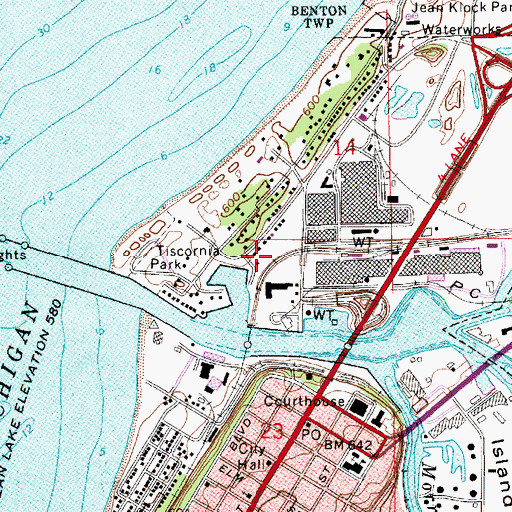 Topographic Map of West Basin Marina, MI