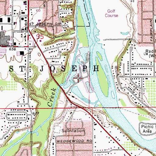 Topographic Map of Whispering Willows Marina, MI
