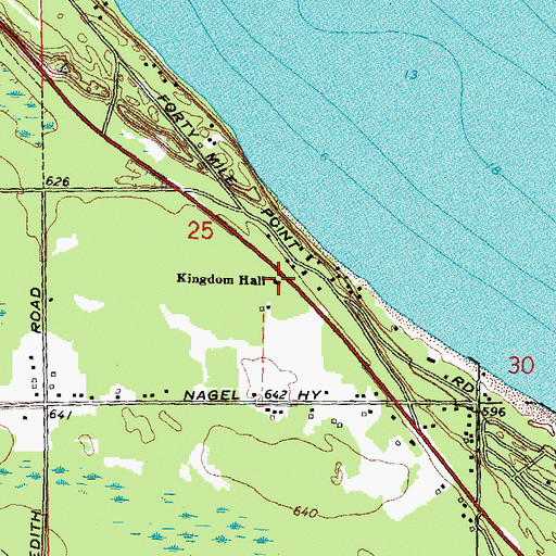 Topographic Map of Kingdom Hall, MI