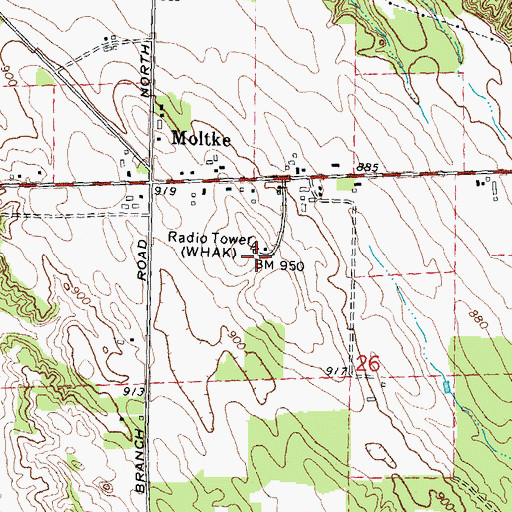 Topographic Map of WHAK-AM (Rogers City), MI