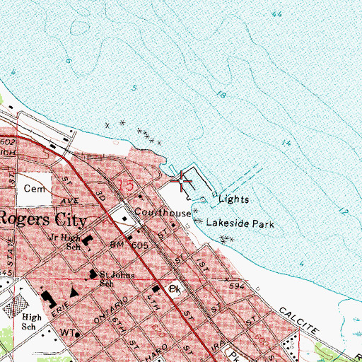 Topographic Map of Rogers City Yacht Harbor, MI