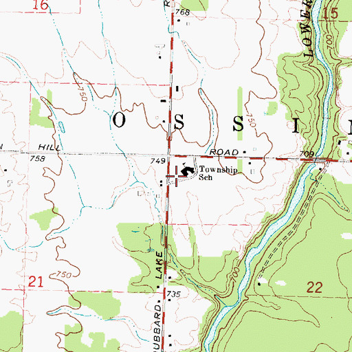 Topographic Map of Ineke Township School, MI
