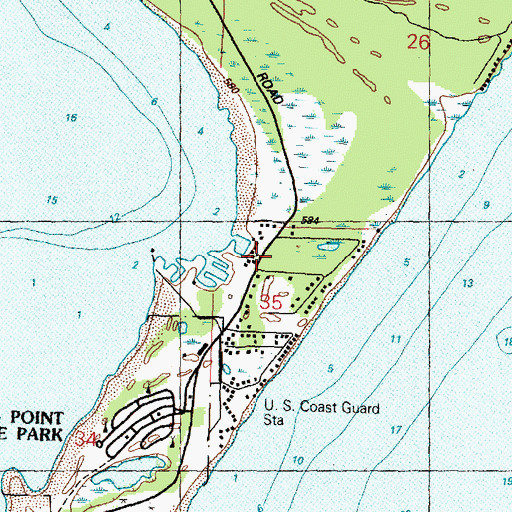 Topographic Map of Jerrys Marina, MI