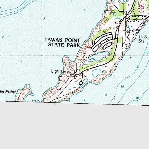 Topographic Map of Tawas Light, MI