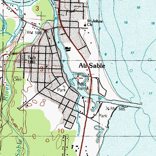 Topographic Map of Oscoda Yacht Club, MI