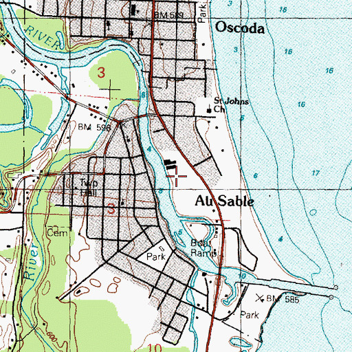 Topographic Map of Sawyer Canoe Company, MI