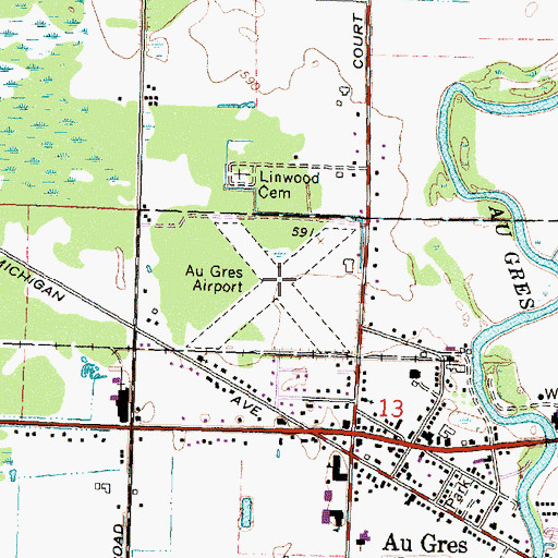 Topographic Map of Au Gres Airport (historical), MI