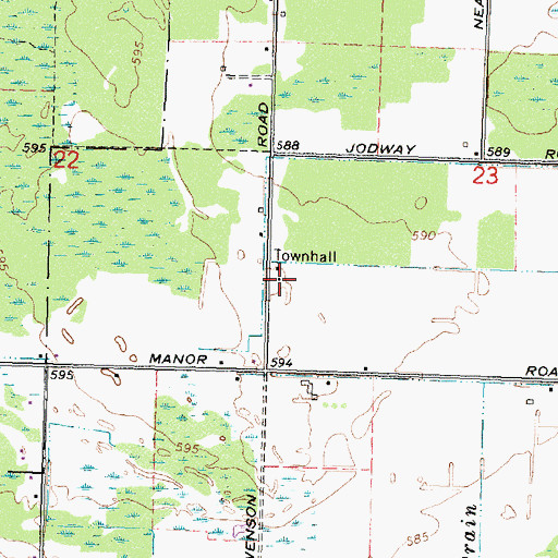 Topographic Map of Au Gres Townhall, MI
