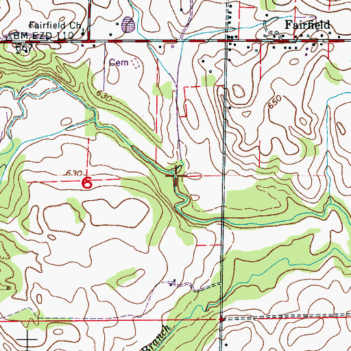 Topographic Map of Tacky Branch, AL