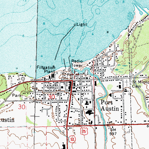 Topographic Map of Port Austin Marina, MI
