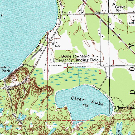 Topographic Map of Doyle Township Emergency Landing Field (historical), MI