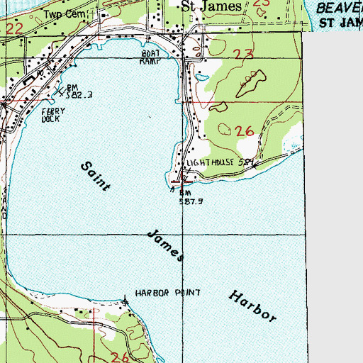 Topographic Map of Saint James Light, MI