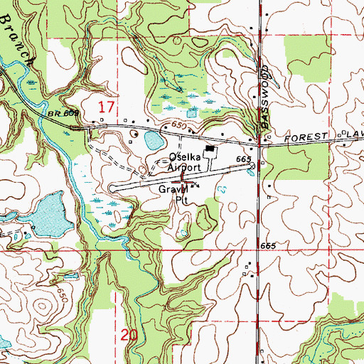 Topographic Map of Oselka Airport (historical), MI