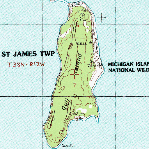 Topographic Map of Michigan Islands National Wildlife Refuge, MI