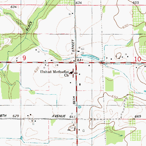 Topographic Map of United Methodist Church, MI