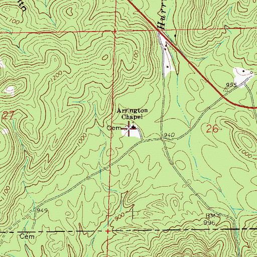Topographic Map of Arrington Chapel Cemetery, AL