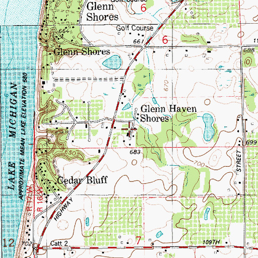 Topographic Map of Glenn Haven Shores, MI