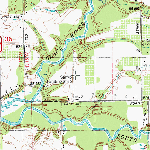 Topographic Map of Sanko Landing Strip (historical), MI