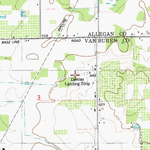 Topographic Map of Demler Landing Strip (historical), MI